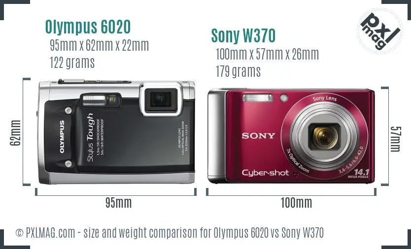Olympus 6020 vs Sony W370 size comparison