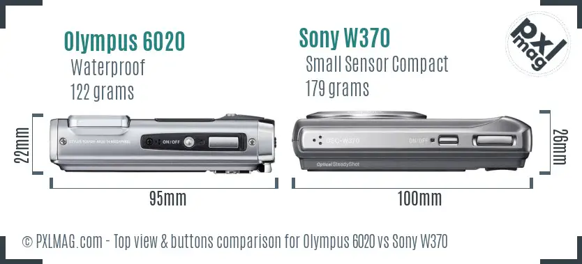 Olympus 6020 vs Sony W370 top view buttons comparison