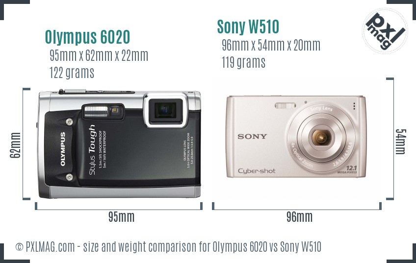 Olympus 6020 vs Sony W510 size comparison