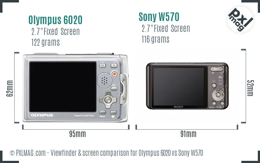 Olympus 6020 vs Sony W570 Screen and Viewfinder comparison