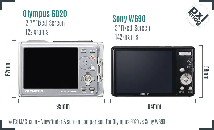Olympus 6020 vs Sony W690 Screen and Viewfinder comparison