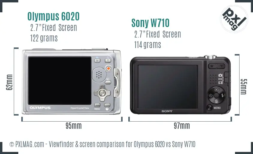 Olympus 6020 vs Sony W710 Screen and Viewfinder comparison