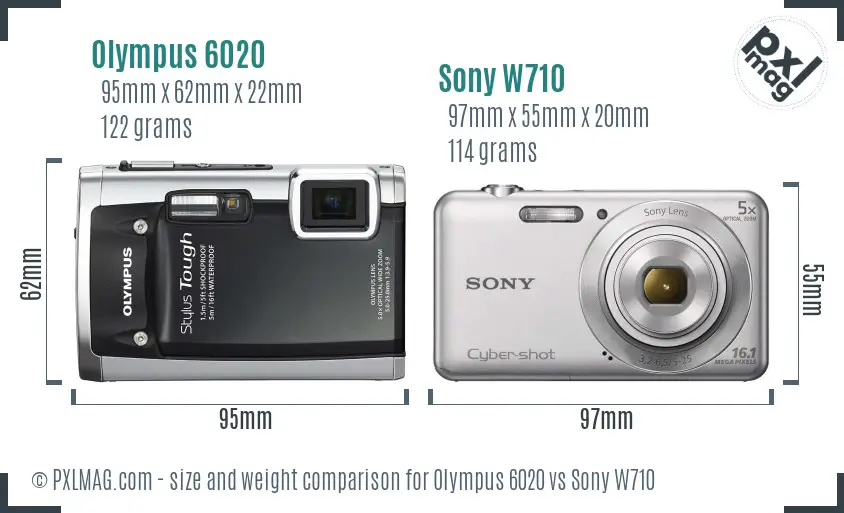 Olympus 6020 vs Sony W710 size comparison