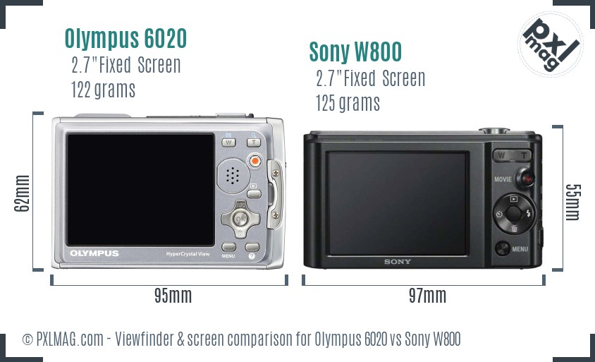 Olympus 6020 vs Sony W800 Screen and Viewfinder comparison