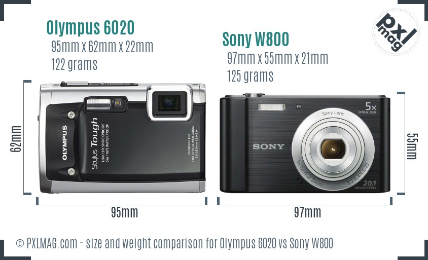 Olympus 6020 vs Sony W800 size comparison