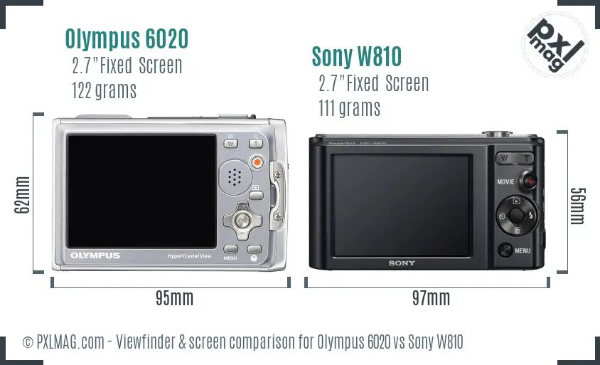 Olympus 6020 vs Sony W810 Screen and Viewfinder comparison