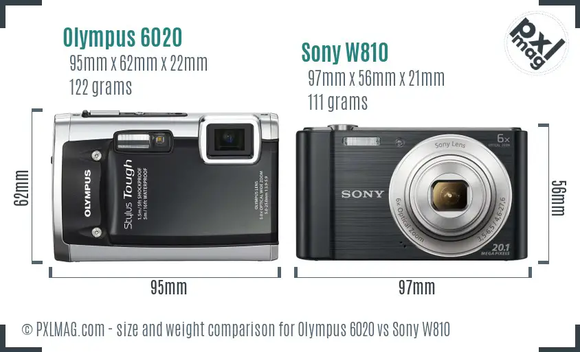 Olympus 6020 vs Sony W810 size comparison