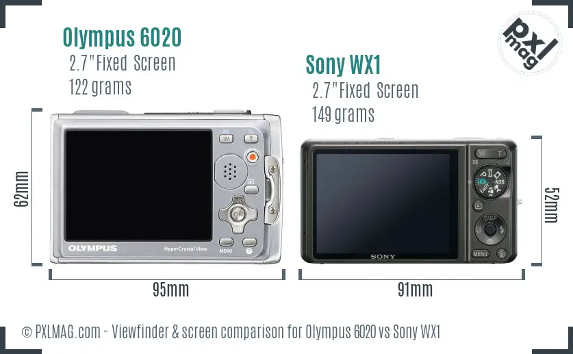 Olympus 6020 vs Sony WX1 Screen and Viewfinder comparison