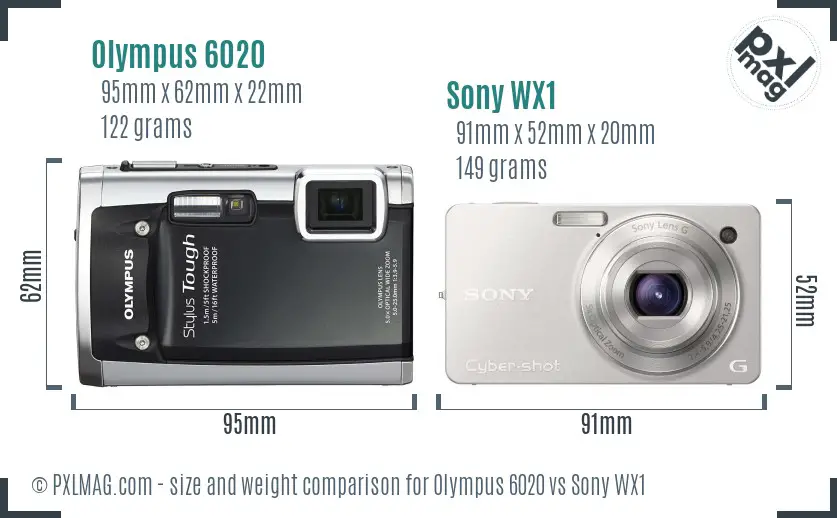 Olympus 6020 vs Sony WX1 size comparison