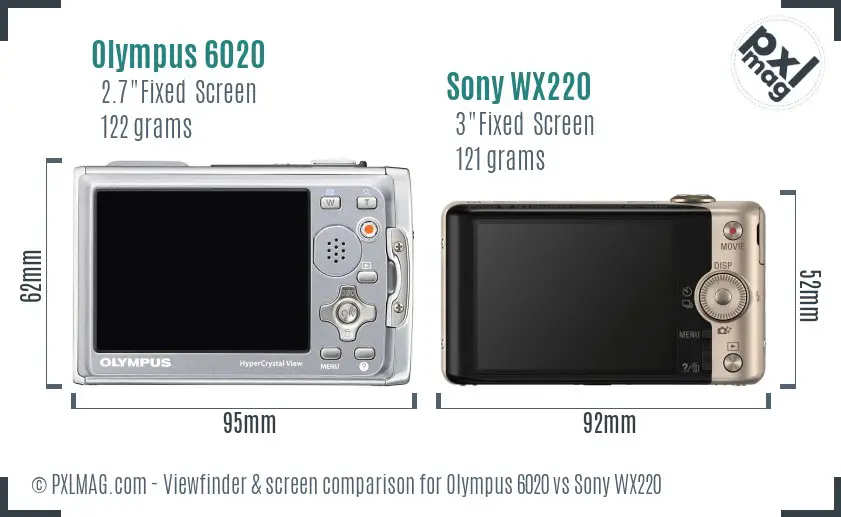 Olympus 6020 vs Sony WX220 Screen and Viewfinder comparison