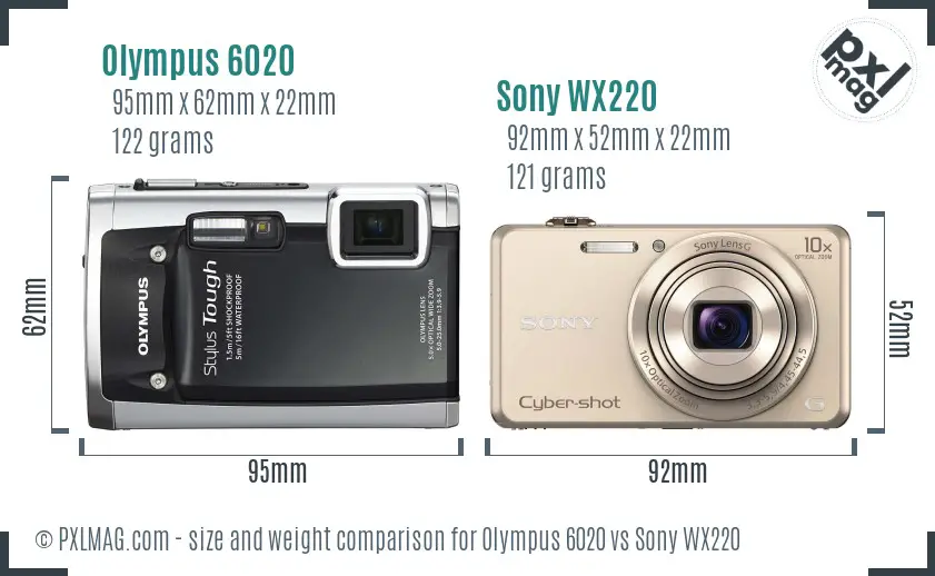 Olympus 6020 vs Sony WX220 size comparison
