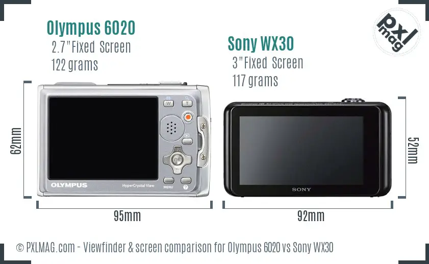 Olympus 6020 vs Sony WX30 Screen and Viewfinder comparison