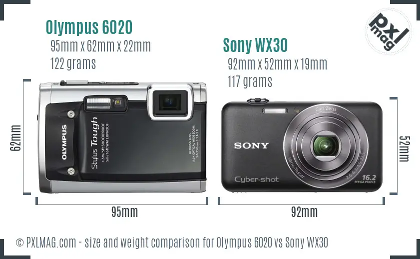 Olympus 6020 vs Sony WX30 size comparison