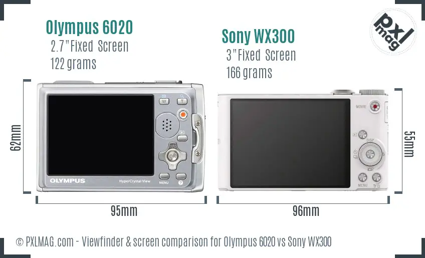 Olympus 6020 vs Sony WX300 Screen and Viewfinder comparison