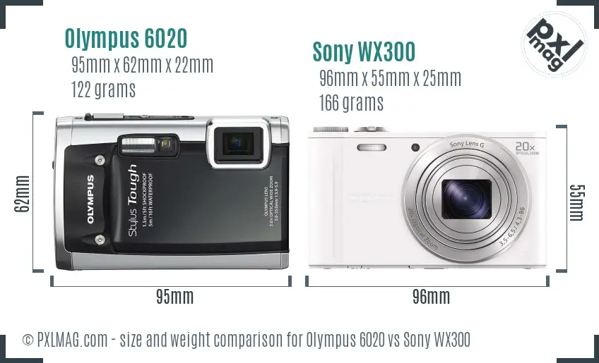 Olympus 6020 vs Sony WX300 size comparison