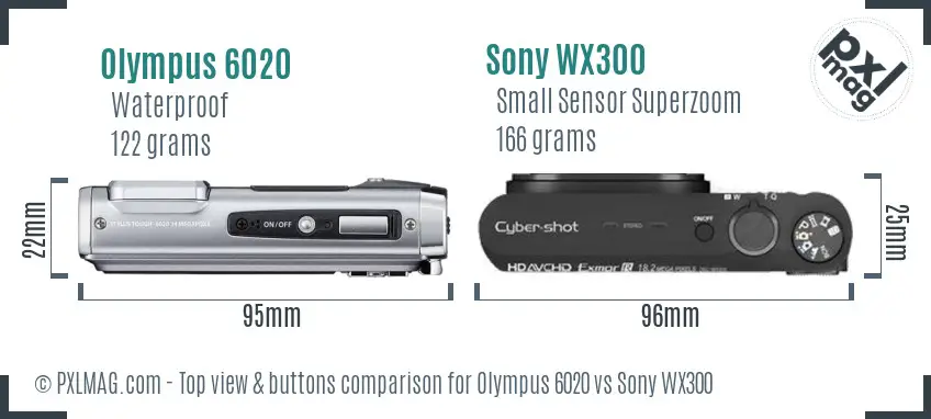 Olympus 6020 vs Sony WX300 top view buttons comparison