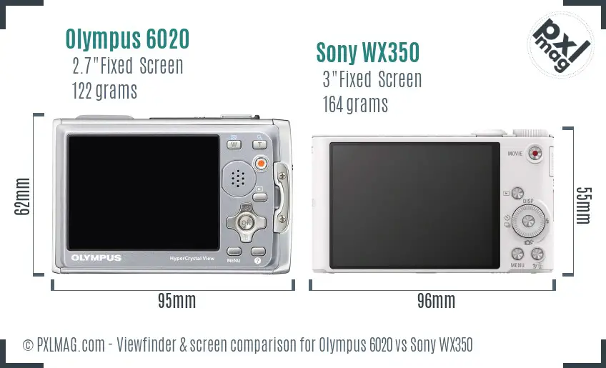 Olympus 6020 vs Sony WX350 Screen and Viewfinder comparison