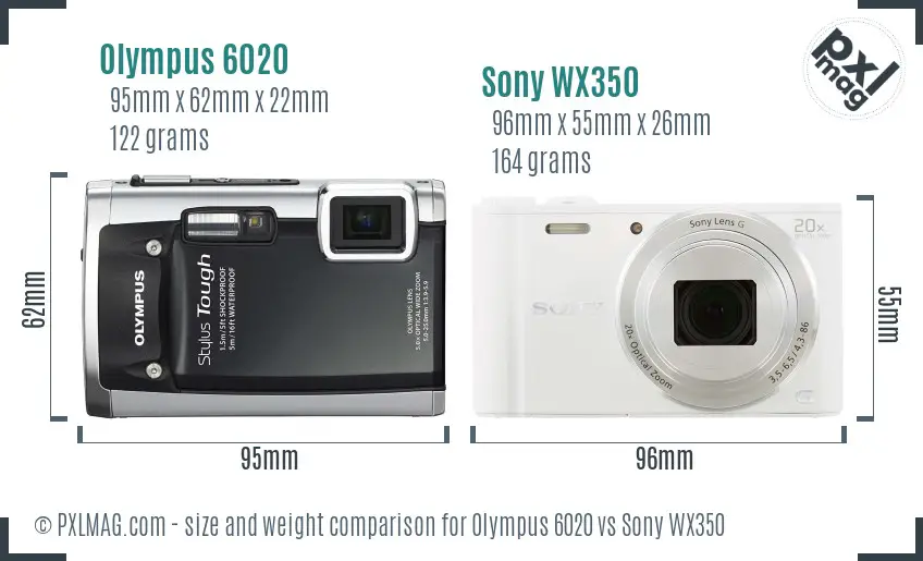 Olympus 6020 vs Sony WX350 size comparison