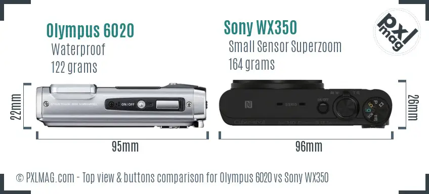 Olympus 6020 vs Sony WX350 top view buttons comparison