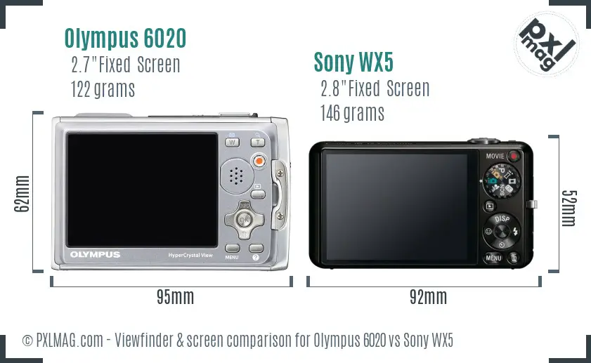 Olympus 6020 vs Sony WX5 Screen and Viewfinder comparison