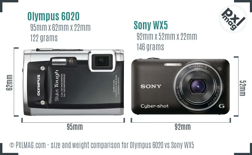 Olympus 6020 vs Sony WX5 size comparison