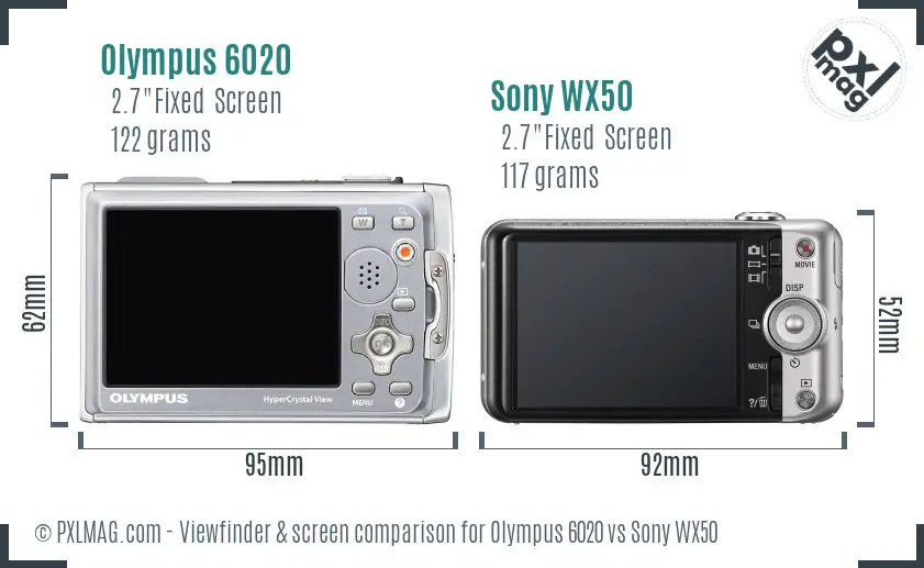 Olympus 6020 vs Sony WX50 Screen and Viewfinder comparison