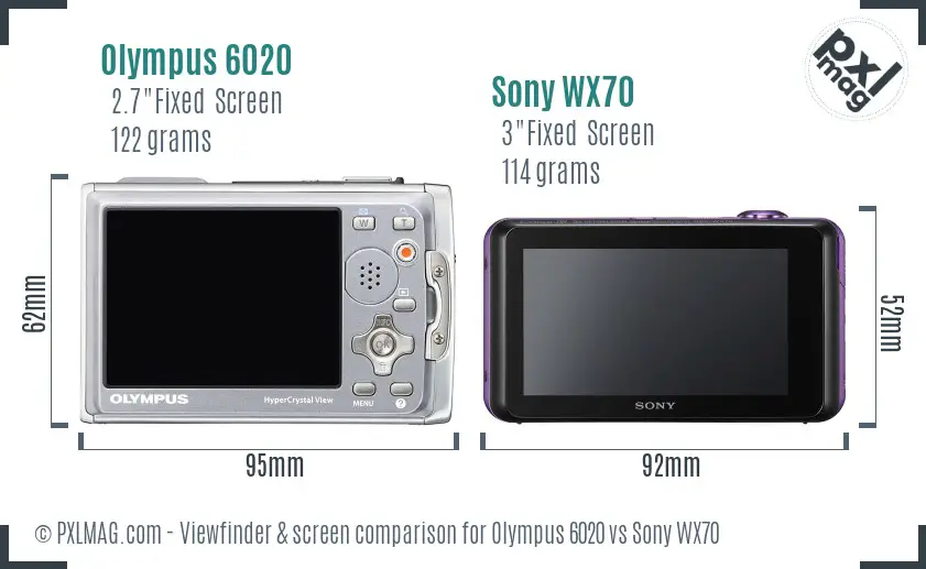 Olympus 6020 vs Sony WX70 Screen and Viewfinder comparison