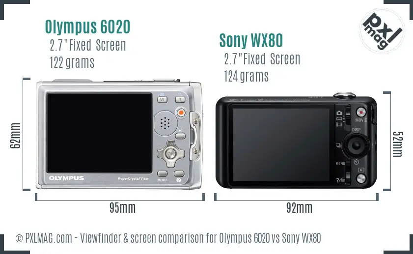 Olympus 6020 vs Sony WX80 Screen and Viewfinder comparison