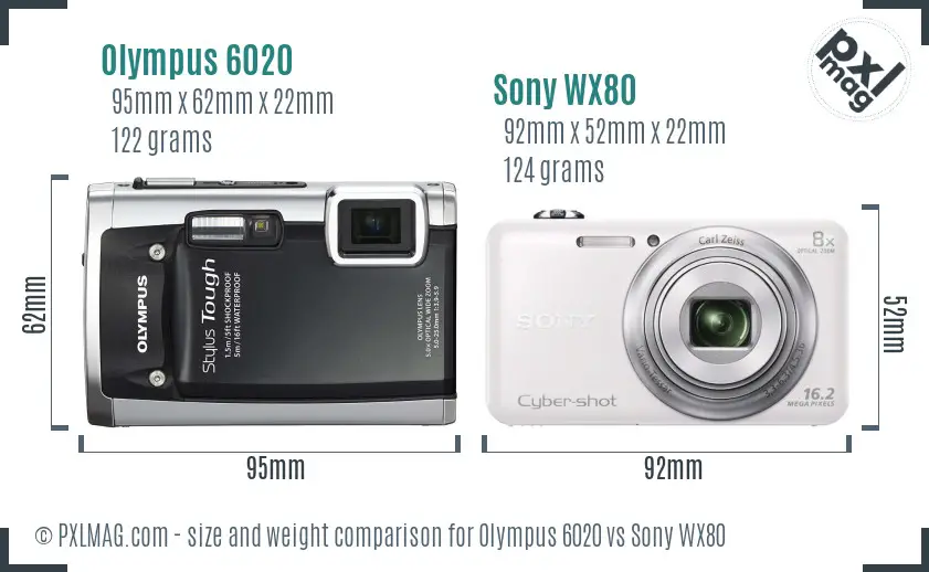 Olympus 6020 vs Sony WX80 size comparison