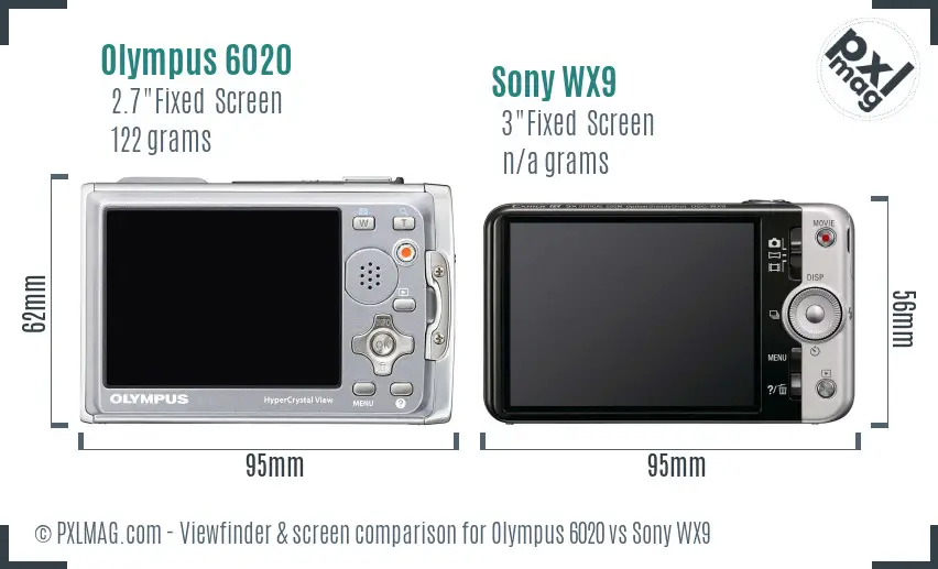 Olympus 6020 vs Sony WX9 Screen and Viewfinder comparison