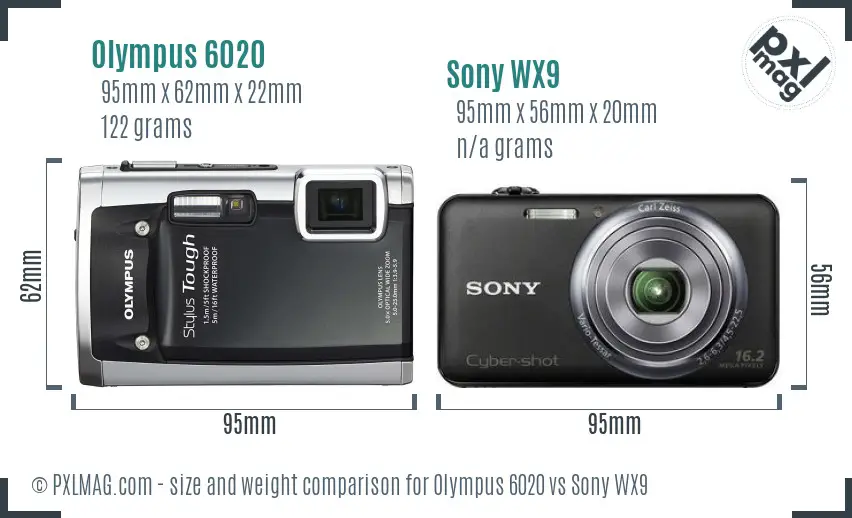 Olympus 6020 vs Sony WX9 size comparison