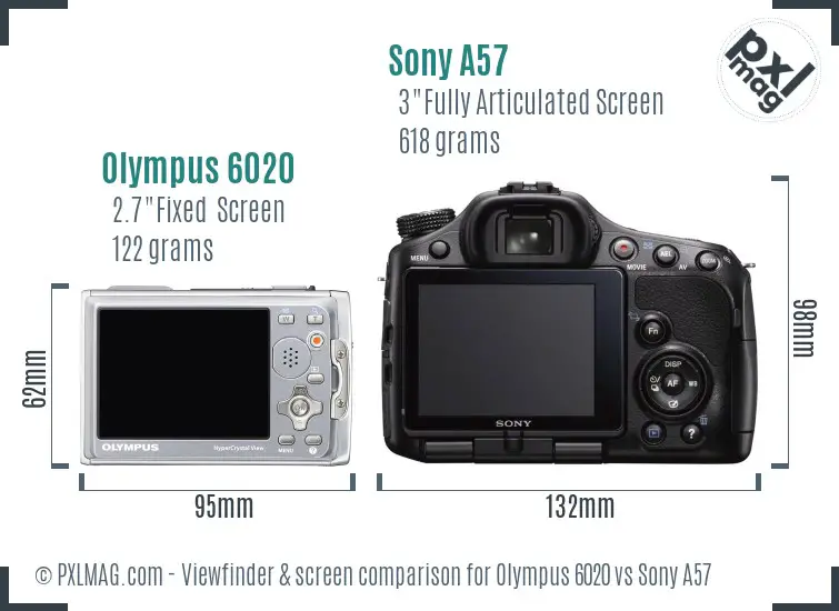 Olympus 6020 vs Sony A57 Screen and Viewfinder comparison