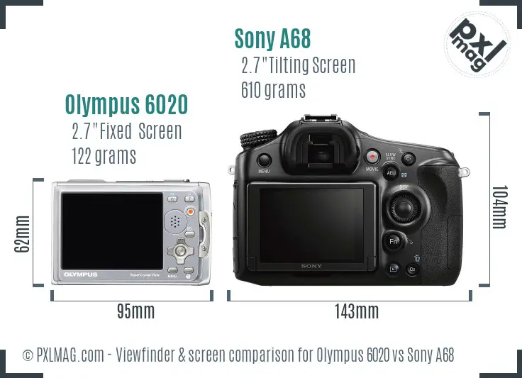 Olympus 6020 vs Sony A68 Screen and Viewfinder comparison
