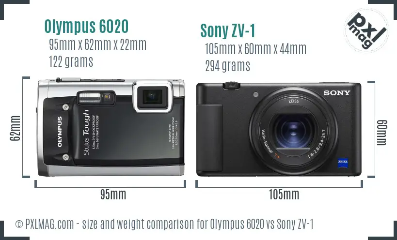 Olympus 6020 vs Sony ZV-1 size comparison