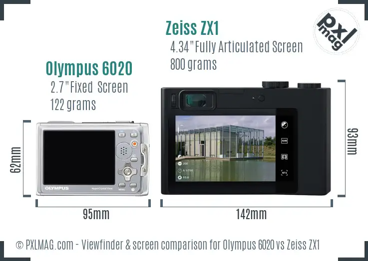 Olympus 6020 vs Zeiss ZX1 Screen and Viewfinder comparison