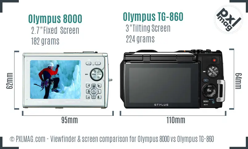 Olympus 8000 vs Olympus TG-860 Screen and Viewfinder comparison