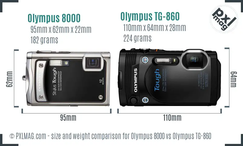 Olympus 8000 vs Olympus TG-860 size comparison
