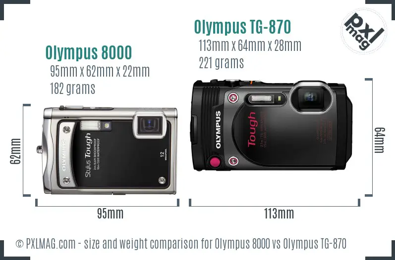 Olympus 8000 vs Olympus TG-870 size comparison