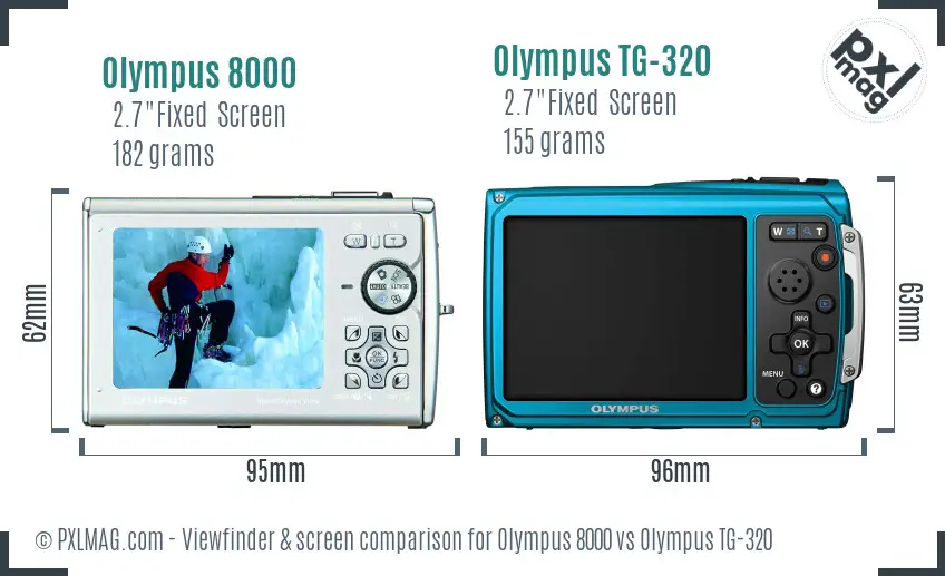 Olympus 8000 vs Olympus TG-320 Screen and Viewfinder comparison