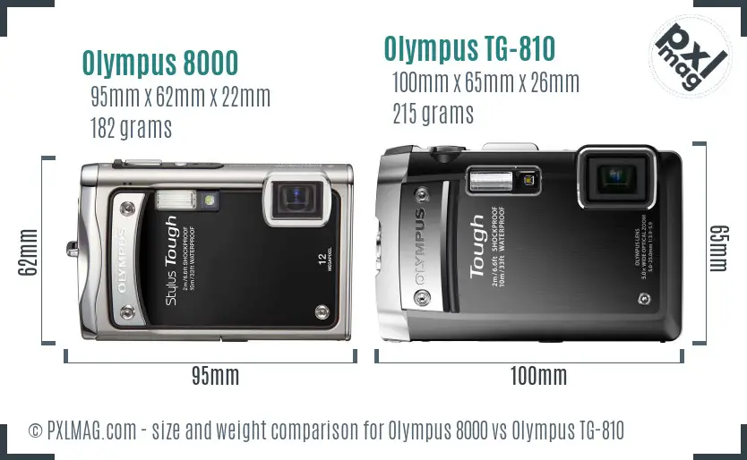 Olympus 8000 vs Olympus TG-810 size comparison