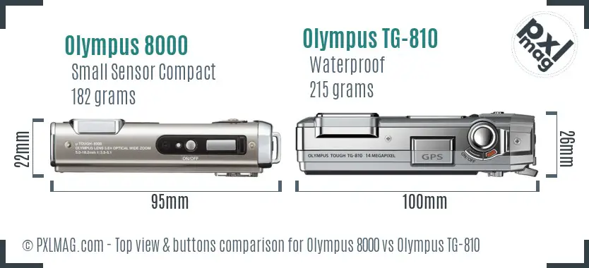 Olympus 8000 vs Olympus TG-810 top view buttons comparison
