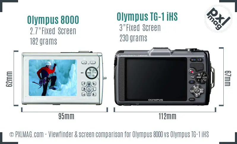 Olympus 8000 vs Olympus TG-1 iHS Screen and Viewfinder comparison