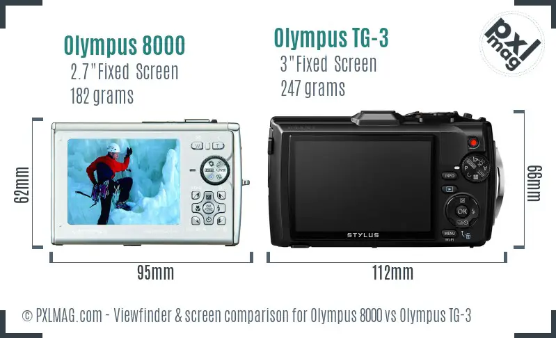 Olympus 8000 vs Olympus TG-3 Screen and Viewfinder comparison