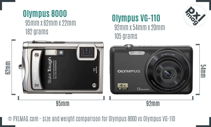 Olympus 8000 vs Olympus VG-110 size comparison