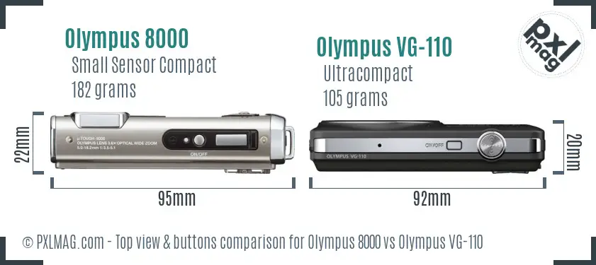 Olympus 8000 vs Olympus VG-110 top view buttons comparison