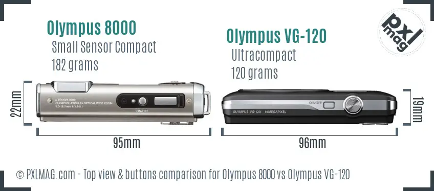 Olympus 8000 vs Olympus VG-120 top view buttons comparison