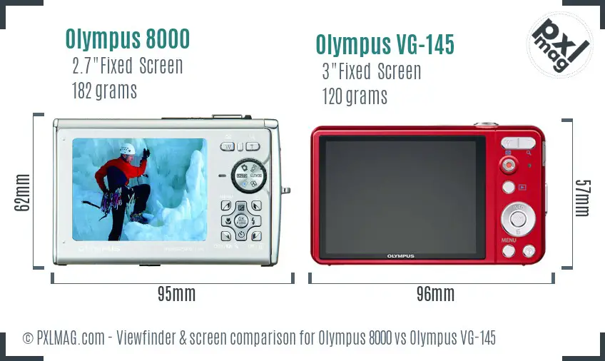 Olympus 8000 vs Olympus VG-145 Screen and Viewfinder comparison