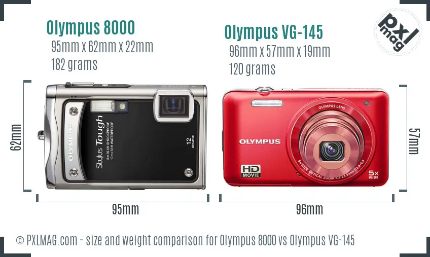 Olympus 8000 vs Olympus VG-145 size comparison