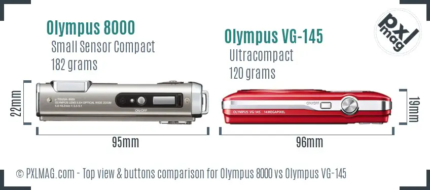 Olympus 8000 vs Olympus VG-145 top view buttons comparison