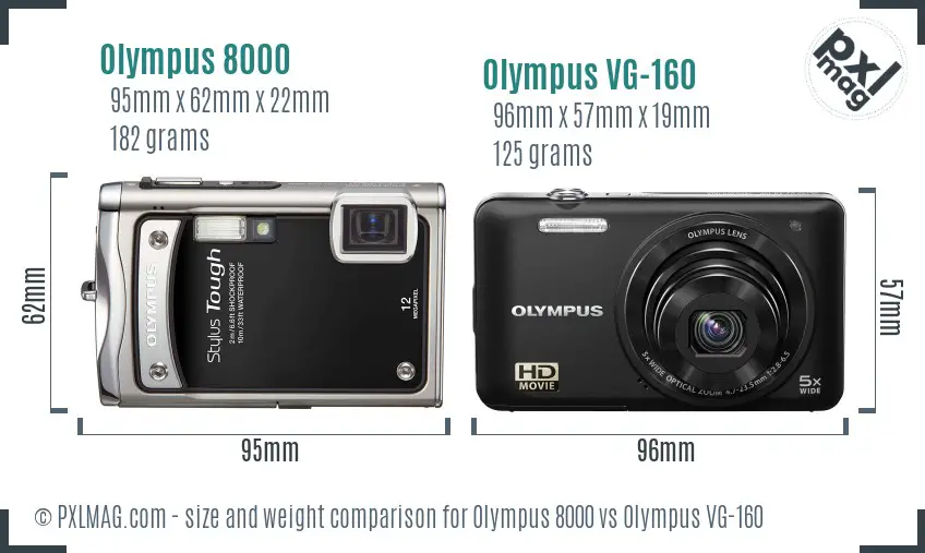 Olympus 8000 vs Olympus VG-160 size comparison